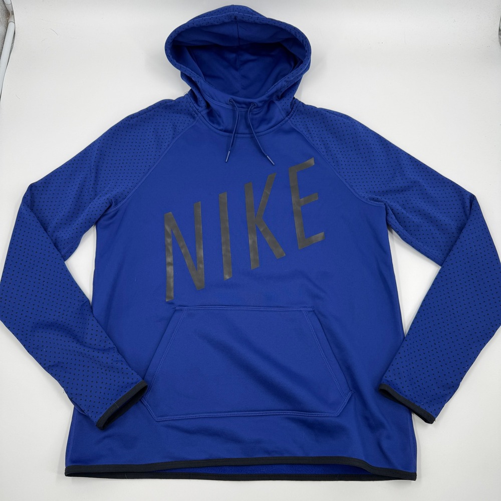 Nike Mens Dri-FIT Graphic Hoodie Blue Geometric Print Pullover 802915-455 Size M